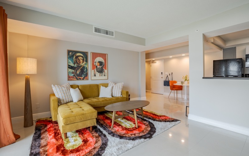 Open space living area with natural lighting