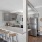 a kitchen with a bar stool and a couch